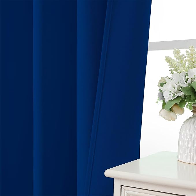 CUCRAF Royal Blue Blackout Curtains 63 inch Length 2 Panels Set, Rod Pocket - Image 6