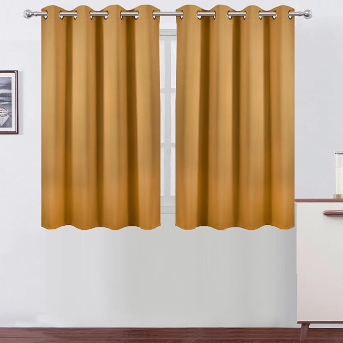 LEMOMO Mustard Yellow Thermal Blackout Curtains/52 x 45 Inch/Set of 2 Panels by Lemomo