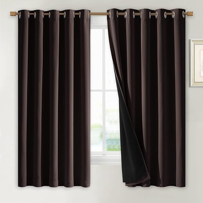 NICETOWN 100% Blackout Lined Curtains, 1 Pair, 2 Thick Layers Completely by NICETOWN