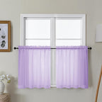 Gwine Lilac Sheer Curtain Tiers 24 Inch Length, Light Filtering Voile Short by Gwine