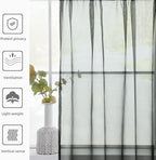 youleyar Solid Sheer Rod Pocket Curtain Voile Draperies 2 Panels White Beige - Image 6