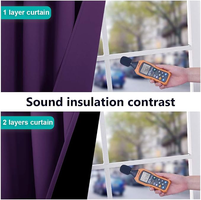 NICETOWN Royal Purple Full Shade Curtain Panels, Pair of Thermal Insulated & - Image 4