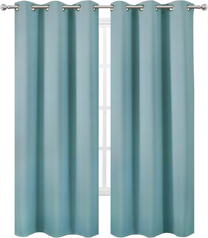 LEMOMO Stone Blue Thermal Blackout Curtains/42 x 84 Inch/Set of 2 Panels Room - Image 2