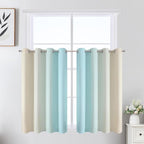 Estelar Textiler Beige and Aqua Ombre Short Blackout Cafe Curtains 36 Inch - Image 2