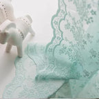 YJ YANJUN Vintage Lace Curtains 96 Inches Long-Victorian Floral Pattern Aqua by YJYANJUN