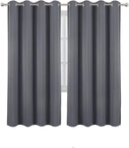 LEMOMO Blackout Curtains 66 x 72 Inch Long Grey Curtains Set of 2 Panels Room - Image 2