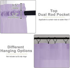 Kitchen Curtains 24 Inch Length Tier 2 Pieces, Lavender Sheer Curtain Solid - Image 4