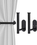Hoousuper 2pcs Black Stainless Steel Curtain Holdbacks, Wall Mounted Curtain by Hoousuper