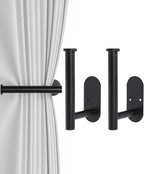 Hoousuper 2pcs Black Stainless Steel Curtain Holdbacks, Wall Mounted Curtain by Hoousuper