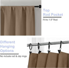 Simplebrand Ava Brown Short 36 Inches Blackout Curtain 2 Panels Set, Half - Image 3