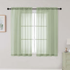 Light Green Sheer Curtains for Bedroom Living Room 45 Inch Length 2 Panels by WelvetBLK