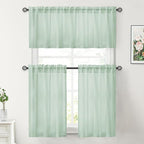 HOMEIDEAS Non-See-Through Sage Green Privacy Sheer Curtains, 30 X 24 Inches - Image 2