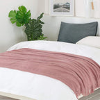 BOURINA Coral Pink Throw Blanket 50x60 Inches Throw Textured Solid Soft Sofa - Image 4