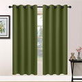 Yakamok Olive Green Blackout Curtains-Room Darkening Green Thermal Insulated by Yakamok