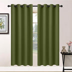 Yakamok Olive Green Blackout Curtains-Room Darkening Green Thermal Insulated by Yakamok