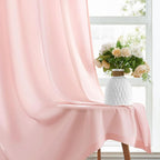 HOMEIDEAS Non-See-Through Blush Pink Privacy Sheer Kitchen Curtains, 30 X 24 - Image 3