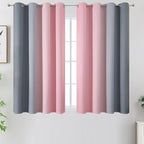 Pink and Grey Blackout Curtains 45 inches Long, Ombre Full Room Darkening - Image 2