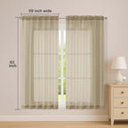 OWENIE Sheer Taupe Curtains, Sheer Curtains 63 inch Length 2 Panels Set - Image 2