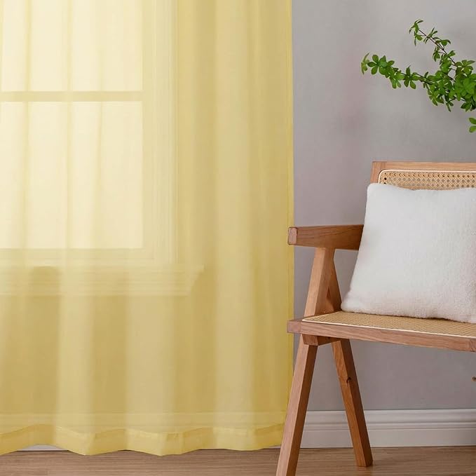 Sheer Curtains 63 Inch Length 2 Panels Set - Image 9