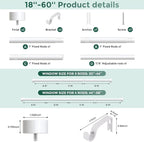 VOIIY White Curtain Rods for Windows 28 to 48 Inch, Size:30''-60'' - Image 9