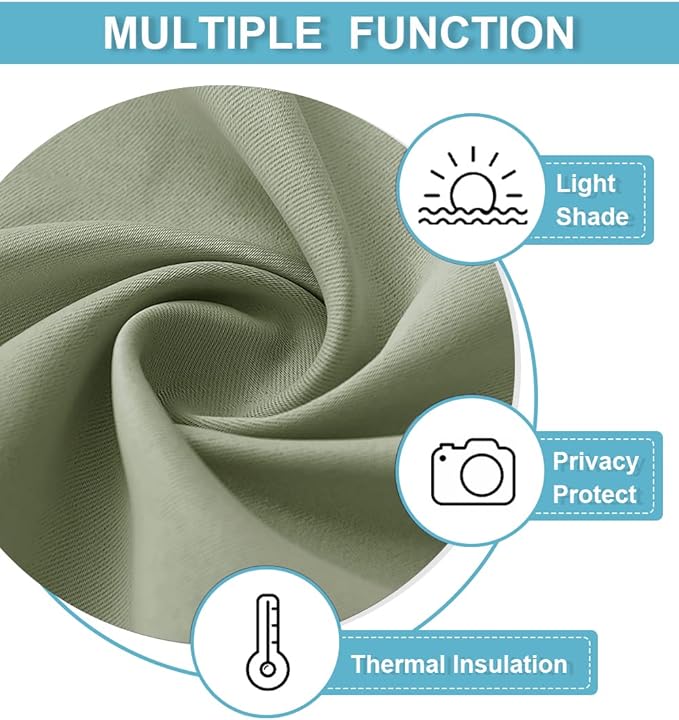 RYB HOME Blackout French Door Window Curtain Covering, Rod Pocket Thermal - Image 5