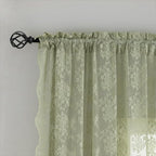 YJ YANJUN Vintage Lace Curtains 96 Inches Long- Victorian Floral Boho Green - Image 3