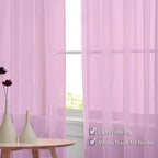 OVZME Light Pink Sheer Curtains 108 Inches Long, Light Filtering Semi - Image 6