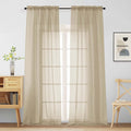 Taupe Sheer Curtains for Window 96 Inches Long 2 Panels Set, Soft Airy Light by Home