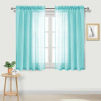 DWCN Aqua Sheer Curtains Semi Transparent Voile Rod Pocket Curtains - Image 2