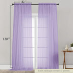 Extra Long Sheer Lavender Curtains - Image 2