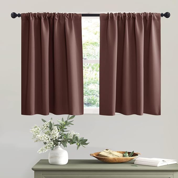RYB HOME Half Curtain Tiers 36 inch Length, Rod Pocket Summer Heat Blocking by RYBHOME
