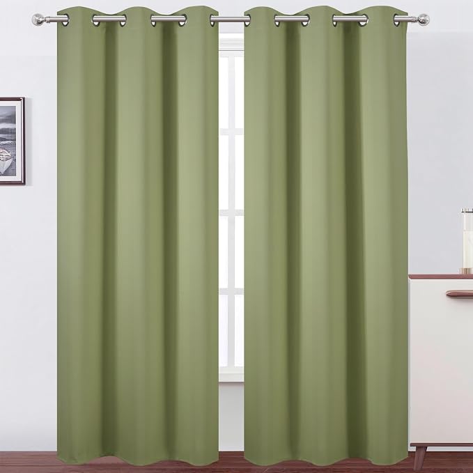 LEMOMO Sage Green Thermal Blackout Curtains/38 x 84 Inch/Set of 2 Panels Room by Lemomo