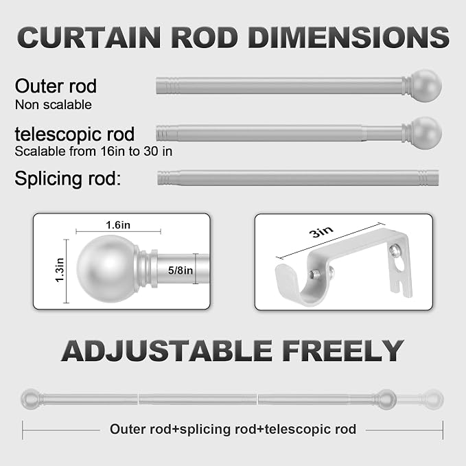 Silver Curtain Rods for Windows - Image 3