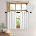 MIULEE White Curtains 24 Inch Length 2 Panels, Soft Thick Linen Textured Semi by MIULEE