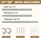 GXOACKJ Silver Curtain Rods for Windows 28 to 60 inch, 5/8 inch Adjustable Wrap - Image 5