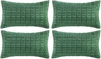 Fancy Homi Set of 4 Green Lumbar Rectangle Decorative Throw Pillow Covers 16x24 by Fancy+Homi