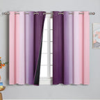 Pink and Purple Curtains 45 Inch Length 2 panels, Full Light Blocking Ombre - Image 2