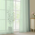 OWENIE Sage Green Sheer Curtain 90 Inches Long 2 Panels Set, Solid Filmy Drapes - Image 3