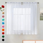 SpaceDresser Basic Rod Pocket Sheer Voile Window Curtain Panels White 1 Pair 2 - Image 2