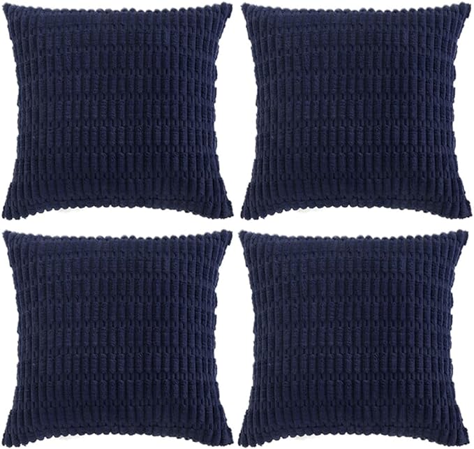 Fancy Homi 4 Packs Navy Blue Decorative Throw Pillow Covers 18x18 Inch by Fancy+Homi
