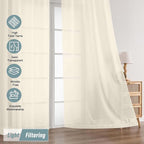 Cream Sheer Curtains 90 Inches Long 2 Panels, Light Filtering Solid Sheer - Image 5