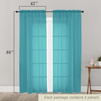 Turquoise Sheer Curtains 84 Inches Long 2 Panels, Soft Airy Light Filtering - Image 2