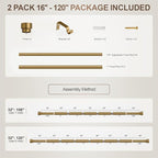 Lootkell 2 Pack Brass Gold Curtain Rods Set - Image 9