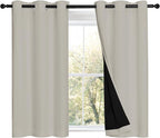 NICETOWN Natural 100% Blackout Curtains 45 inches Long, 2 Thick Layers by NICETOWN