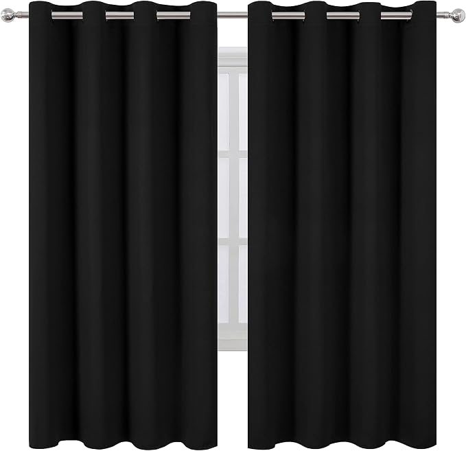 LEMOMO Black Thermal Blackout Curtains/52 x 72 Inch/Set of 2 Panels Room - Image 2