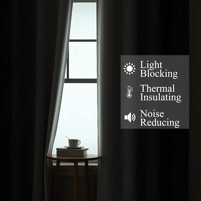Estelar Textiler Navy Blue and Greyish White Ombre Short Blackout Cafe Curtains - Image 3