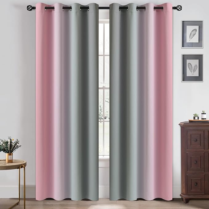 Yakamok Ombre Pink and Grey Curtains - Image 2