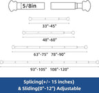 Curtain Rods 2 Pack 5/8 inch Black Curtain Rods - Image 3