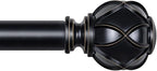 KAMANINA 1 Inch Extra Long Curtain Rod 140 to 195 Inches Black Heavy Duty by KAMANINA