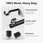 IFELS Heavy Duty Curtain Rods for Windows 72 to 144 Inch, 1 Inch Black Curtain - Image 4